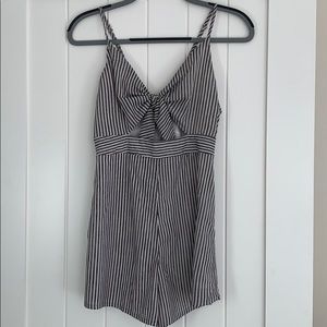 Striped Tie Front Romper